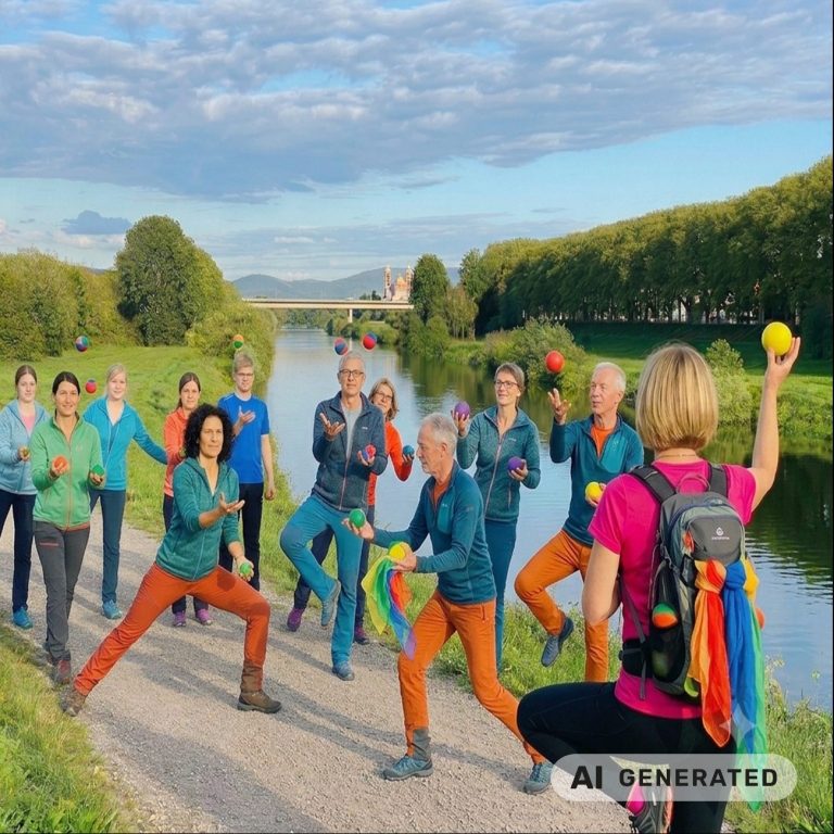 Brainwalking – Bewegung, Natur und Gehirntraining miteinander verbinden Gruppe beim Brainwalking in der Natur mit Bewegung und geistigen Übungen im Freien